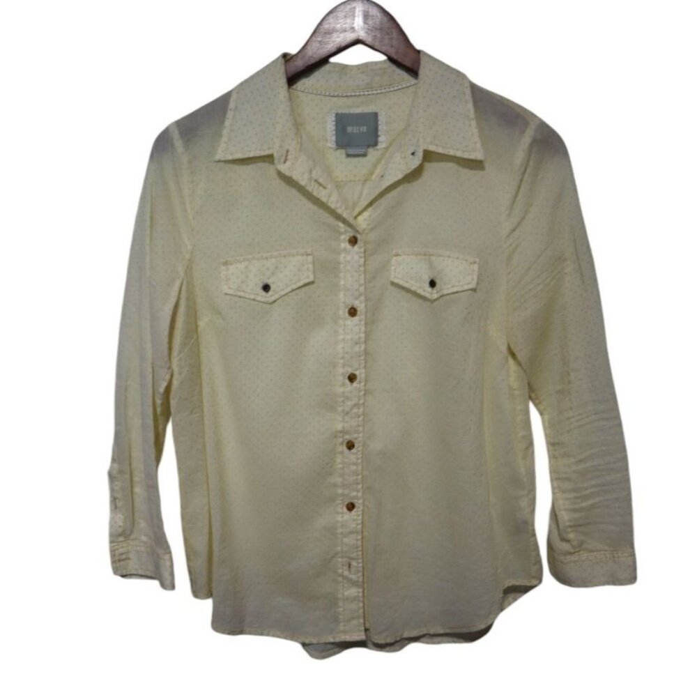 Maeve Yellow Polka Dot Button Front Shirt Size 8